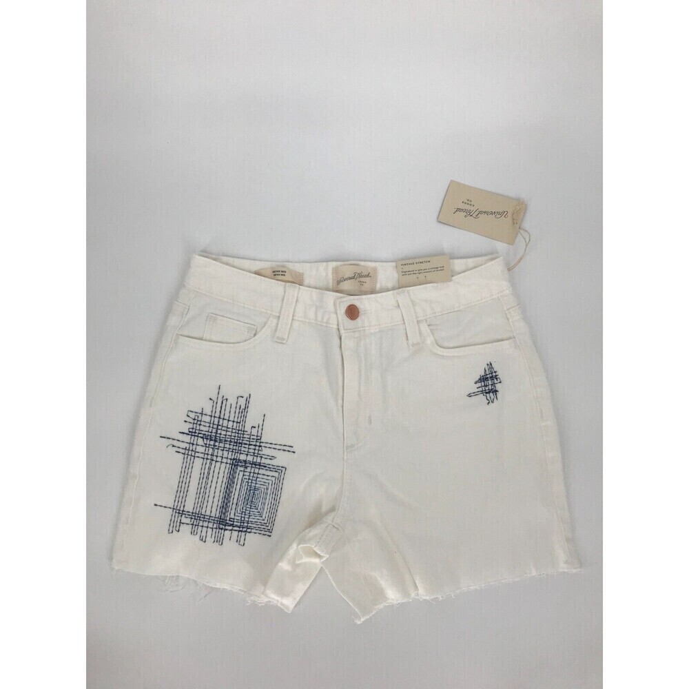 Universal Threads Womens Vintage‎ Stretch Midi Denim Jean Shorts Size 2 White